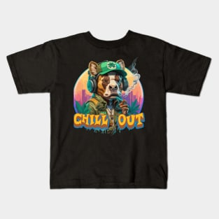 Pop Culture Bull in Hip Hop Gear smoking weed Kids T-Shirt